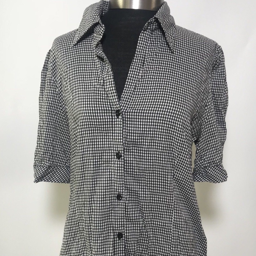 H&M Black And White  Button Down Blouse